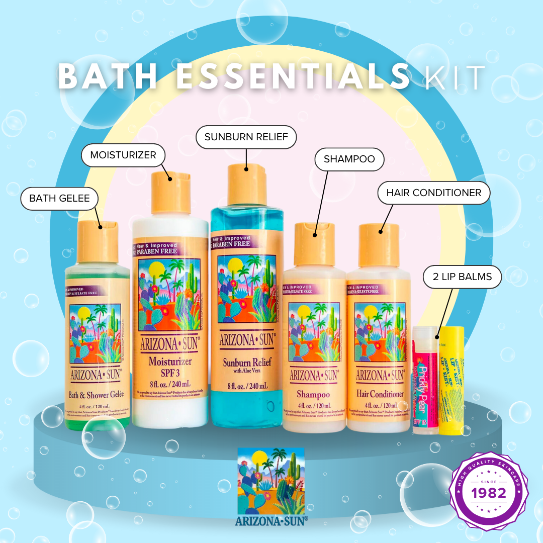 Bath Essentials Kit (Includes 8 oz Moisturizer, 8 oz Sunburn Relief, 4