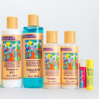 Bath Essentials Kit (Includes 8 oz Moisturizer, 8 oz Sunburn Relief, 4 oz Shampoo, 4 oz Hair Conditioner, 4 oz Bath Gelee, Lipkist Lip Balm, Prickly Pear Lip Balm)