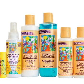 Sun Protection Kit (Includes 8 oz Moisturizer, 8 oz Sunburn Relief, 4 oz Oil Free SPF 30, 4 oz Water Resistant SPF 30, 4 oz SPF 45 Spray Sunscreen, Lipkist Lip Balm, & Prickly Pear Lip Balm)